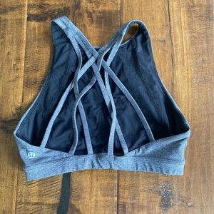 High neck grey sports bra
